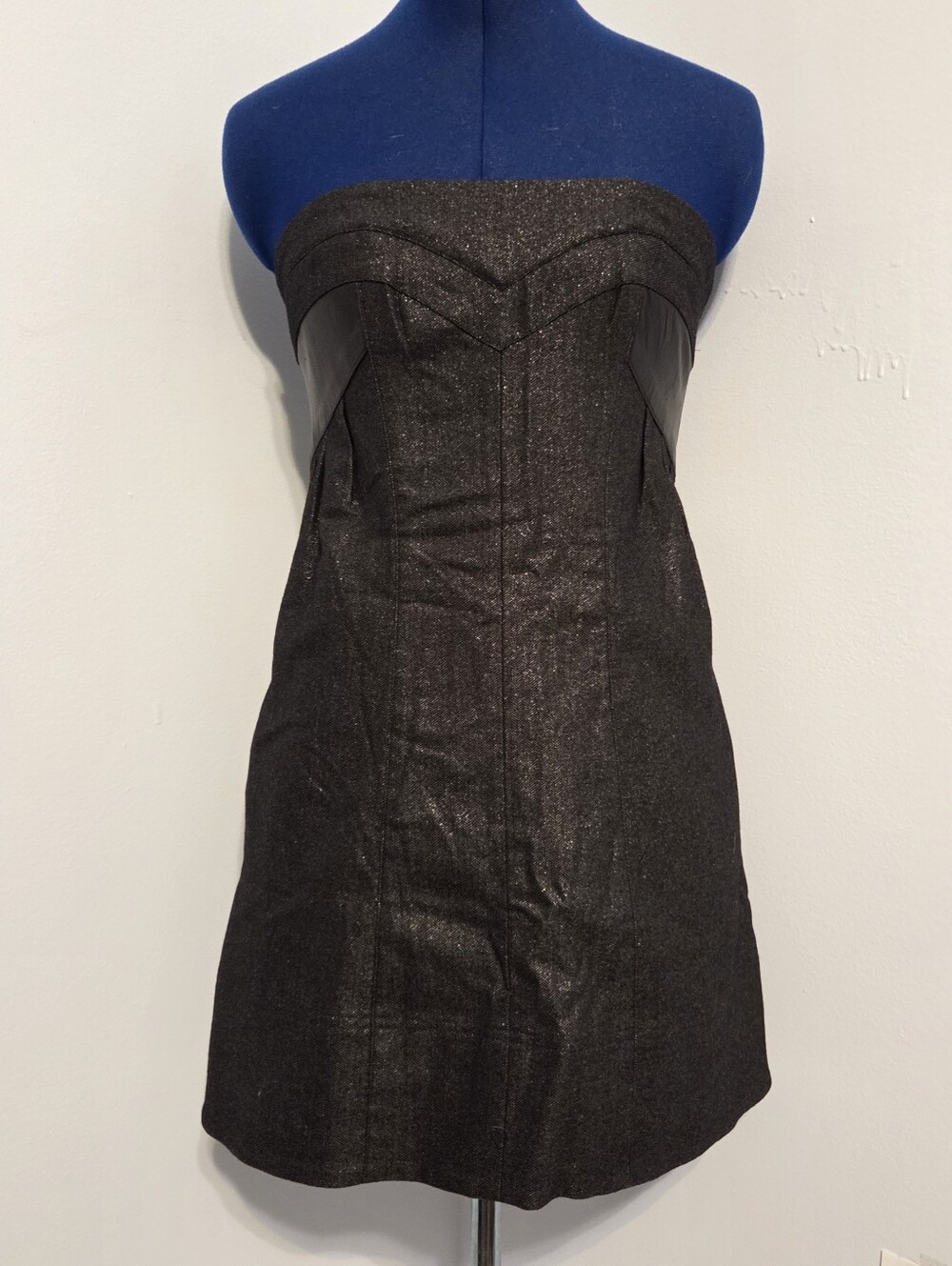 Y2K Black Wool Strapless Micro Mini Dress Size 4